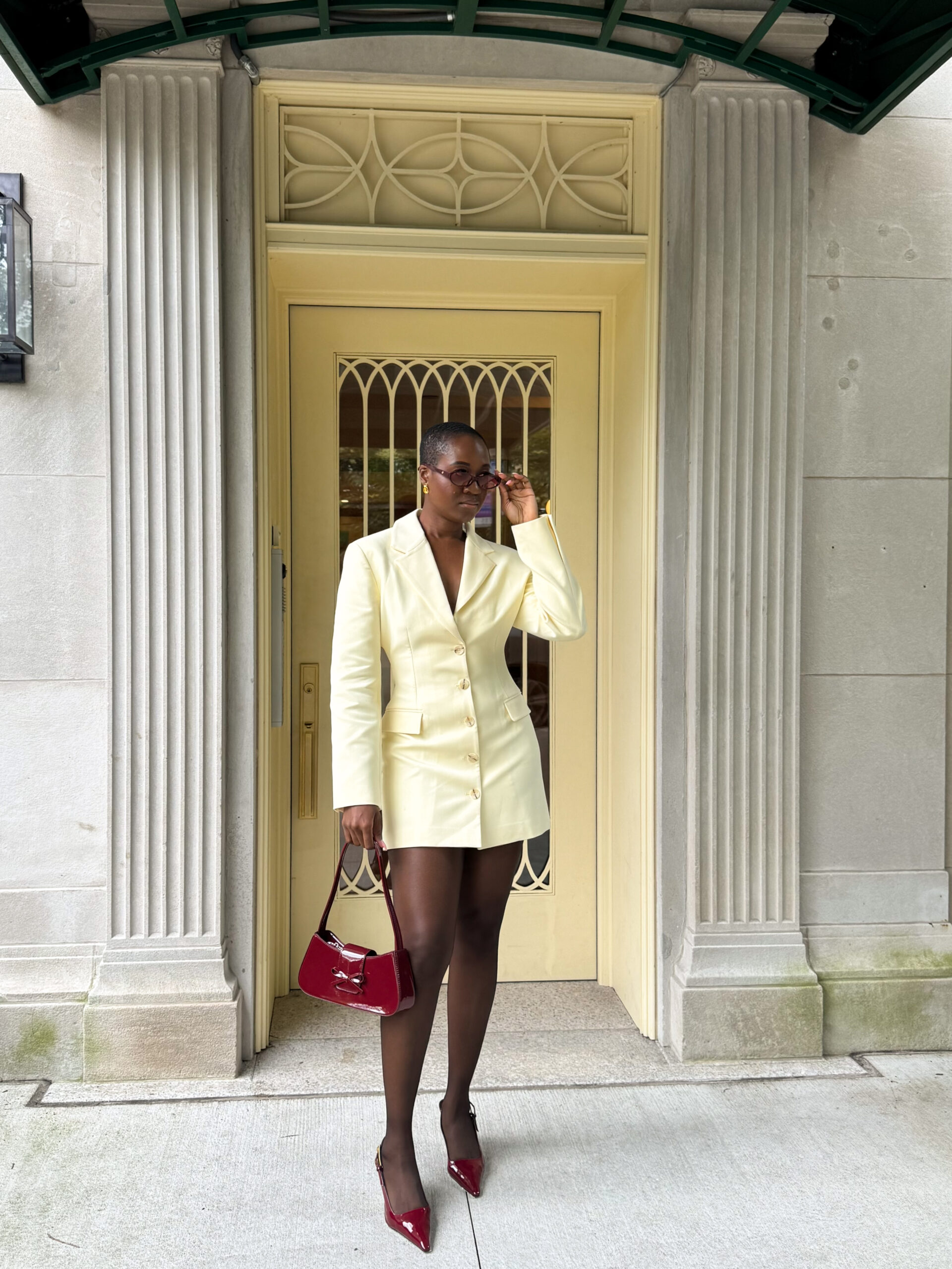 nana yaa in asos design cinched waist blazer dress in buttermilk nana yaa in asos design cinched waist blazer dress in buttermilk